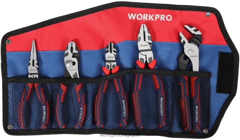 WORKPROJeu de 5 pinces de construction cr-v haut de gamme avec pochette de rangement N4DL66 outil
