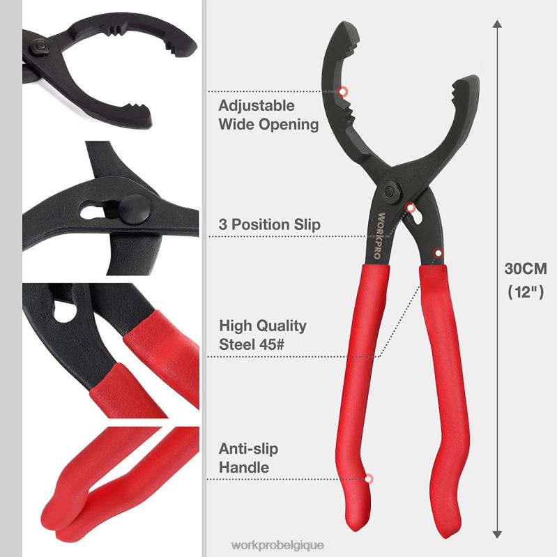 WORKPROpince à filtre à huile réglable idéale pour les raccords de conduits de filtres moteur N4DL69 outil