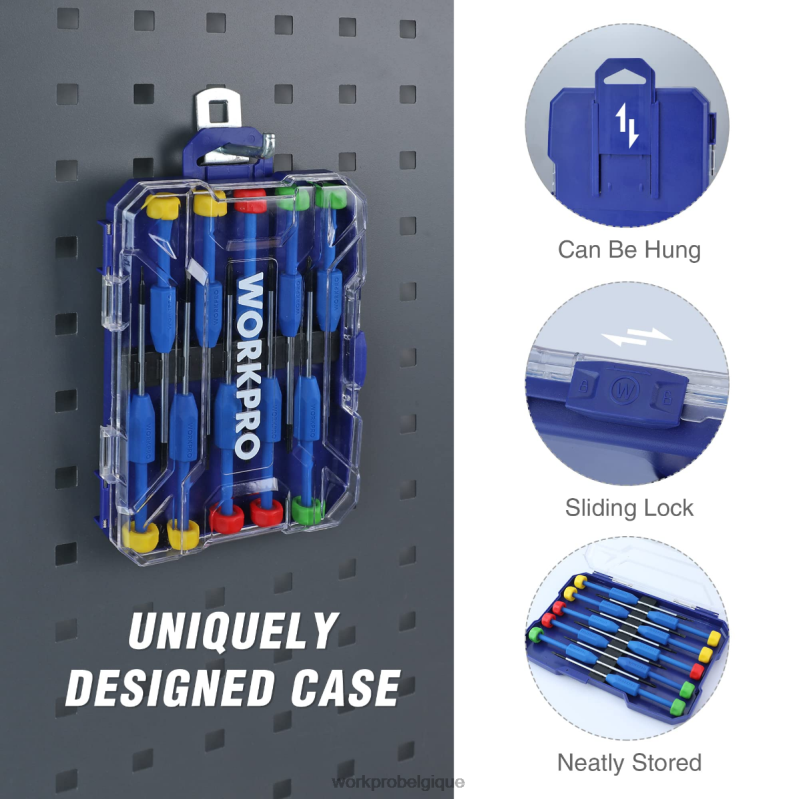 WORKPROJeu de tournevis de précision 10 pièces avec étui, cruciforme, fendu, étoile torx, kit d'outils de réparation de tournevis magnétique, poignée antidérapante N4DL103 outil
