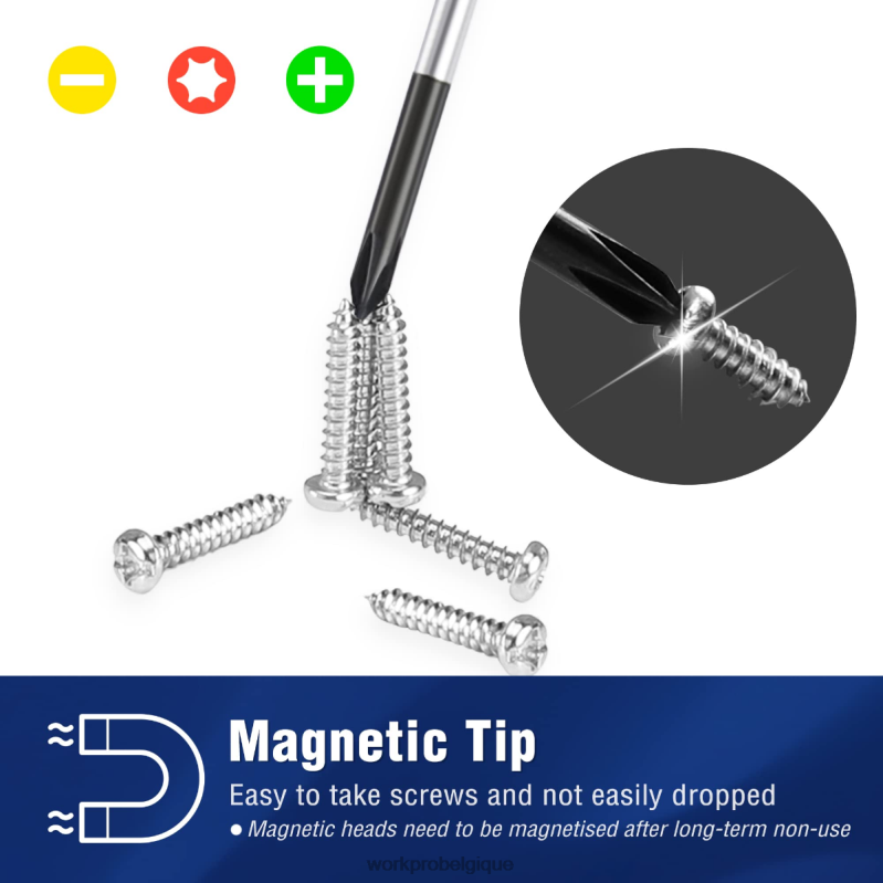 WORKPROJeu de tournevis de précision 10 pièces avec étui, cruciforme, fendu, étoile torx, kit d'outils de réparation de tournevis magnétique, poignée antidérapante N4DL103 outil