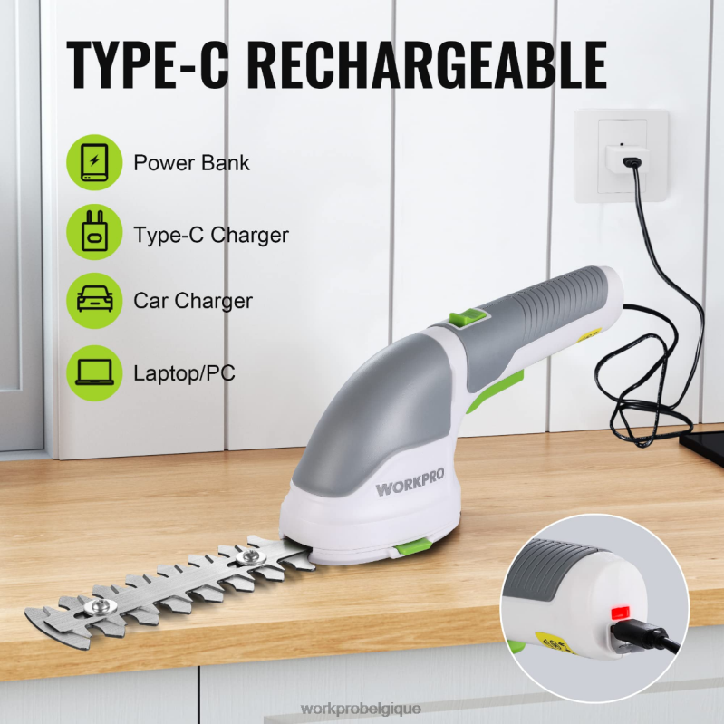 WORKPROTaille-bordure électrique sans fil 2 en 1, 3.6v, cisaille à haie/coupe-herbe N4DL268 outil