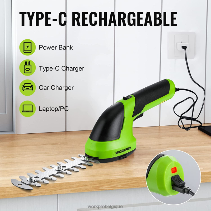 WORKPROTaille-bordure électrique sans fil 2 en 1, 7.2v, cisaille à haie/coupe-herbe N4DL269 outil