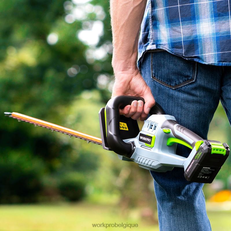 WORKPROTaille-haie sans fil 20 V, lames à double action, outil de jardinage électrique, batterie 2,0 ah et chargeur rapide d'une heure inclus N4DL295 outil