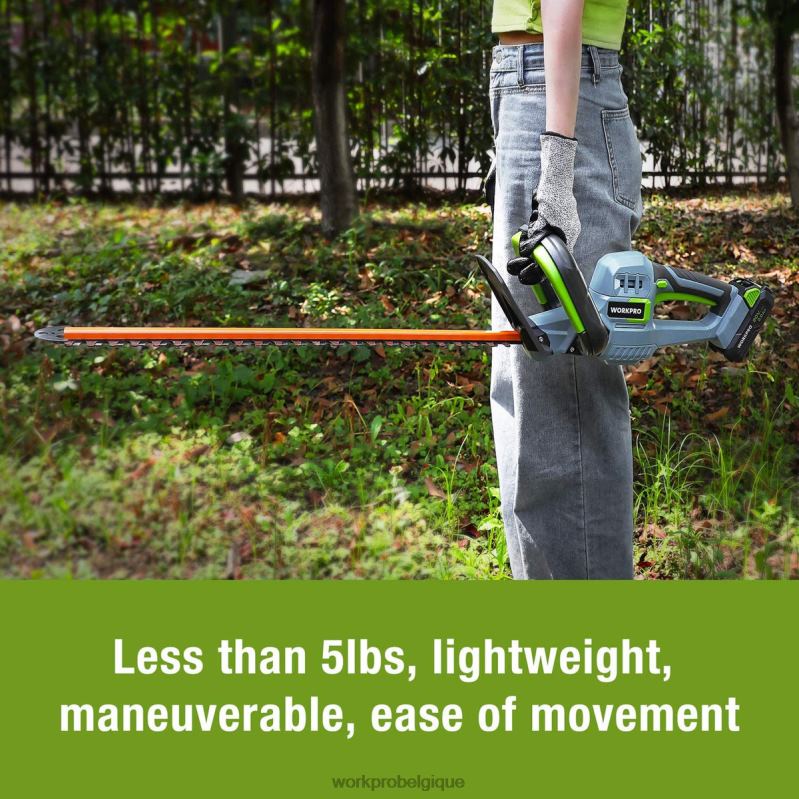 WORKPROTaille-haie sans fil 20 V, lames à double action, outil de jardinage électrique, batterie 2,0 ah et chargeur rapide d'une heure inclus N4DL295 outil