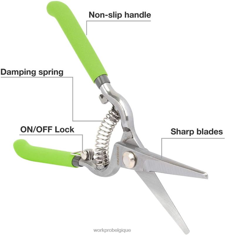WORKPROEnsemble de 2 sécateurs avec lame droite en acier N4DL271 outil