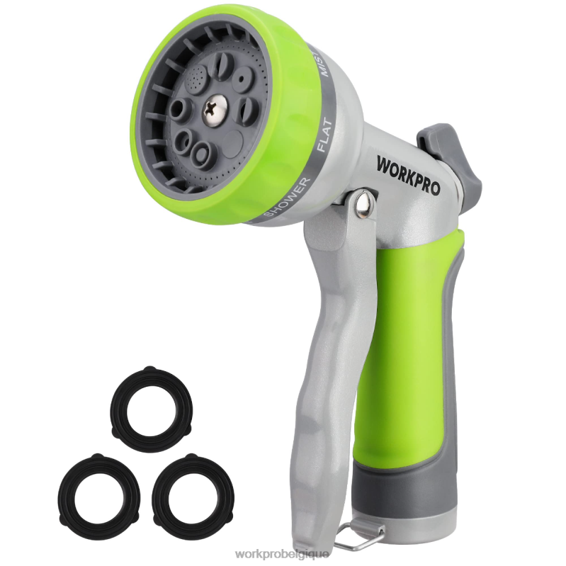 WORKPROPulvérisateur de buse de tuyau d'eau haute pression de jardin avec 8 modèles d'arrosage réglables et conception de commande au pouce N4DL288 outil