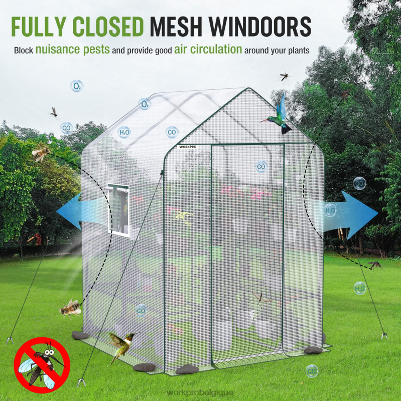 WORKPROgrande serre de jardinage portable d'extérieur à 3 niveaux et 8 étagères N4DL290 outil
