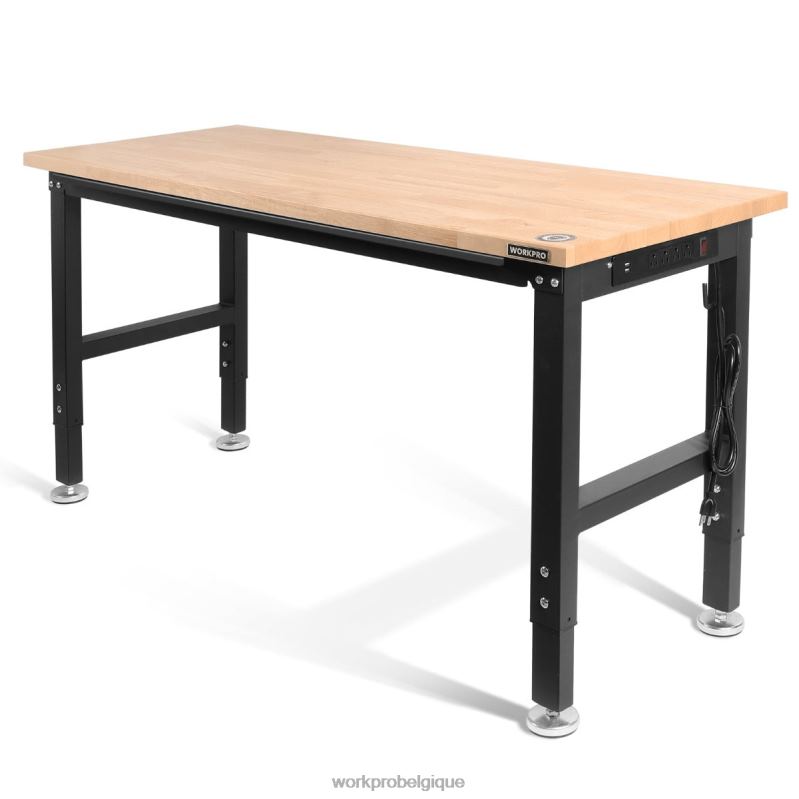 WORKPROétabli réglable capacité de charge de 2000 lb table de travail en bois dur avec prises de courant N4DL1 stockage