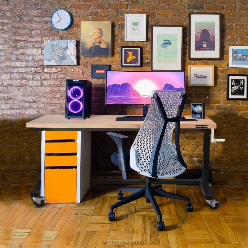 WORKPROtable de travail réglable en hauteur avec manivelle, avec roulettes et pieds de nivellement, capacité de charge de 500 lb N4DL3 stockage