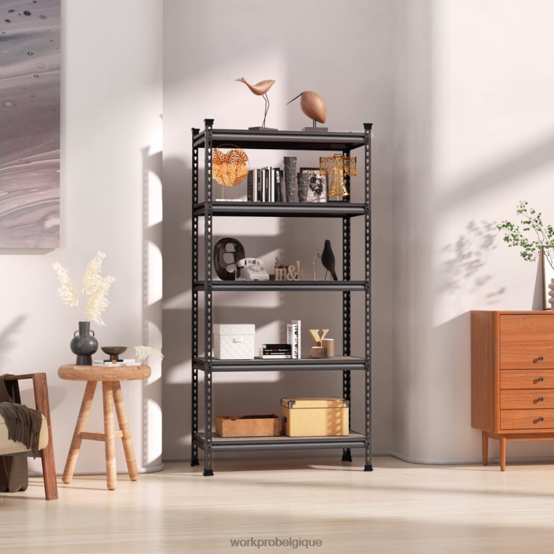 WORKPROÉtagère de rangement robuste en métal réglable à 5 niveaux, capacité de charge de 4 000 lb N4DL12 stockage