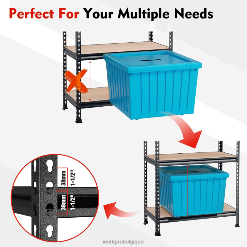 WORKPROÉtagère de rangement robuste en métal réglable à 5 niveaux, capacité de charge de 4 000 lb N4DL12 stockage