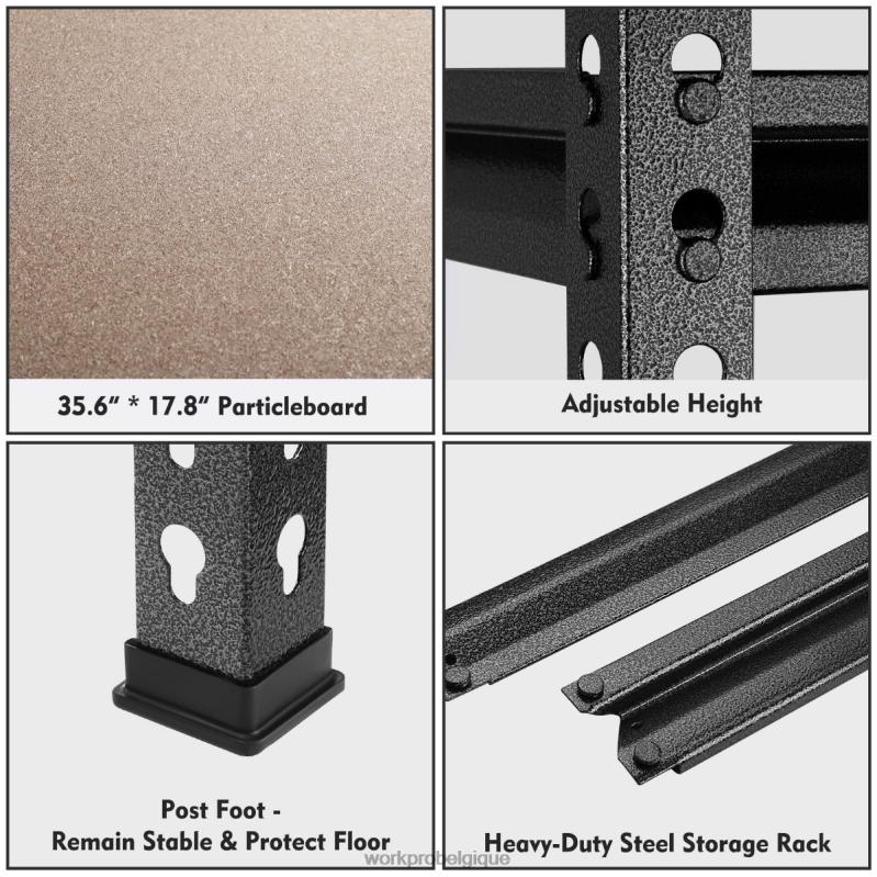 WORKPROÉtagère de rangement robuste en métal réglable à 5 niveaux, capacité de charge de 4 000 lb N4DL12 stockage