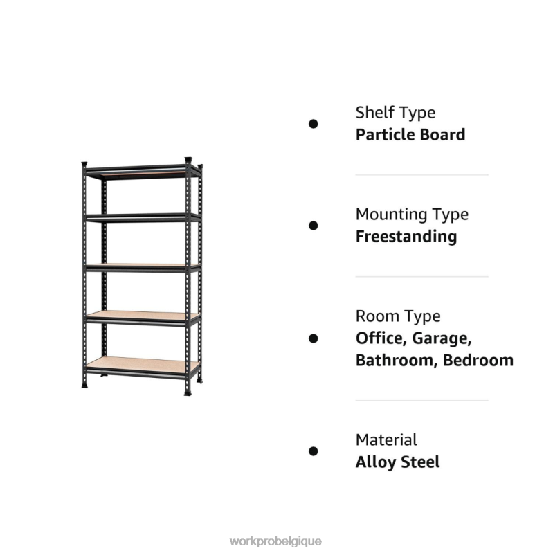 WORKPROÉtagère de rangement robuste en métal réglable à 5 niveaux, capacité de charge de 4 000 lb N4DL12 stockage