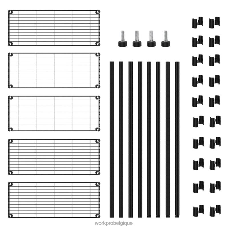 WORKPROÉtagère en fil métallique à 5 niveaux, étagères de rangement en métal, étagère utilitaire robuste N4DL11 stockage