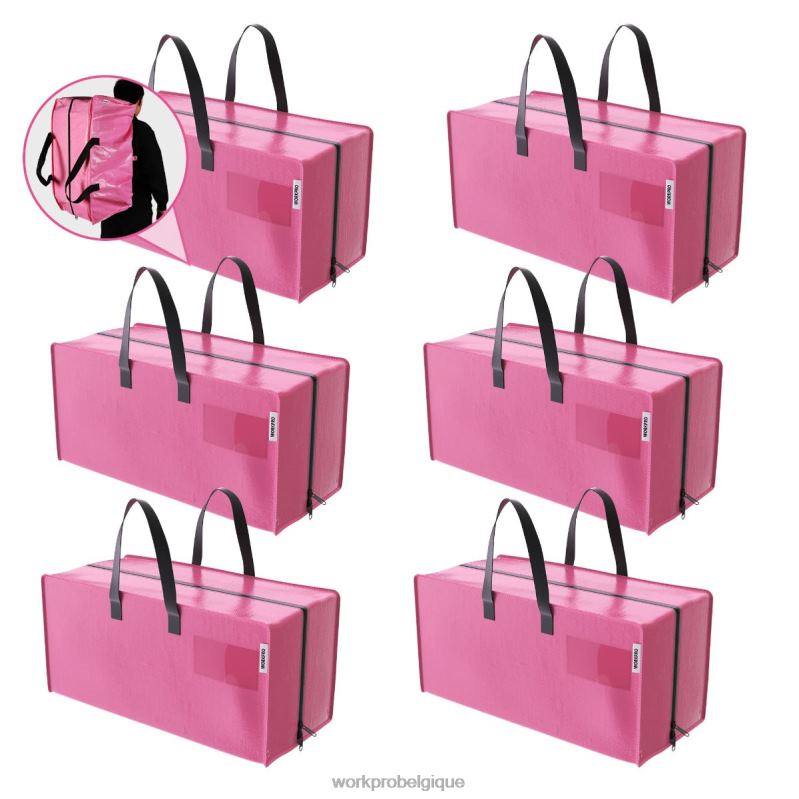 WORKPROPaquet de 6 sacs fourre-tout de déménagement extra-larges et robustes avec fermetures éclair et poignées de transport, sangles de sac à dos N4DL142 stockage