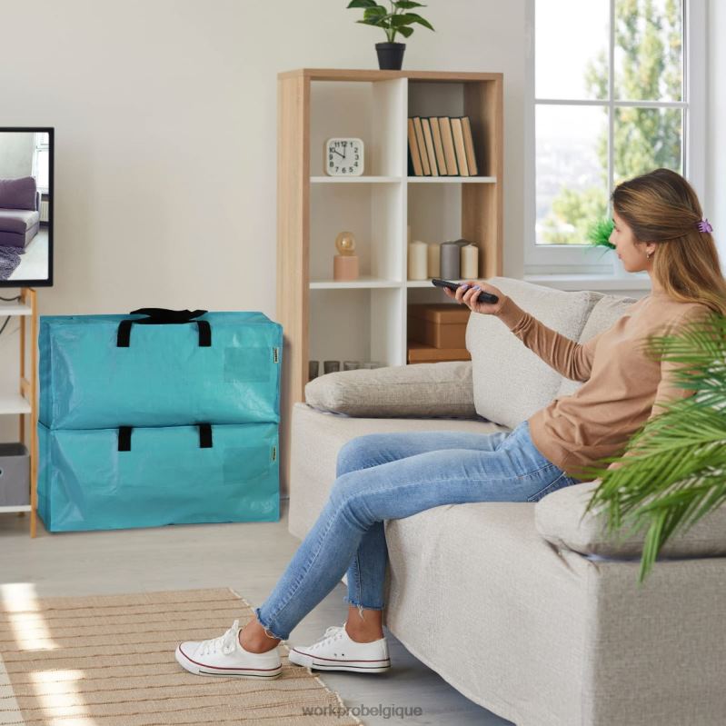 WORKPROPaquet de 6 sacs fourre-tout de déménagement extra-larges et robustes avec fermetures éclair et poignées de transport, sangles de sac à dos N4DL142 stockage