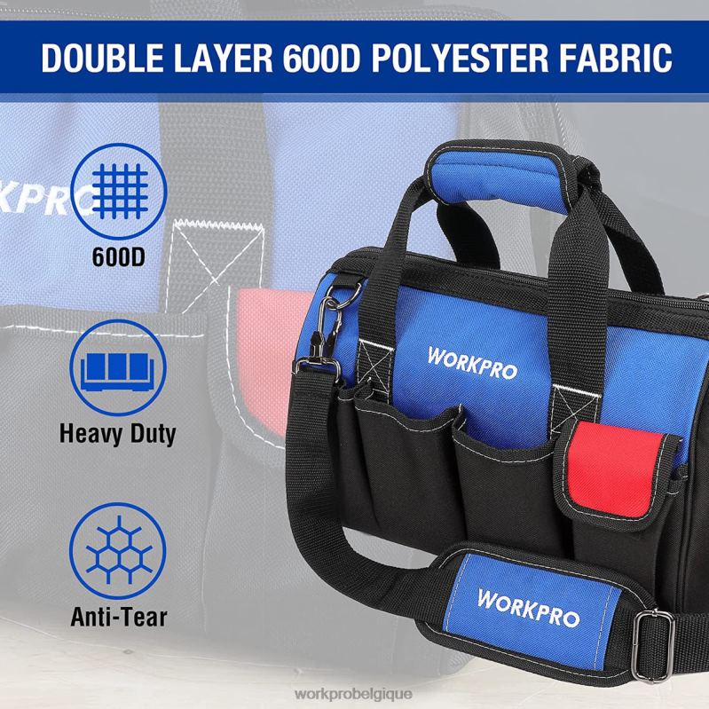 WORKPROSac à outils de 14 pouces, organisateur d'outils multi-poches avec bandoulière réglable N4DL31 stockage