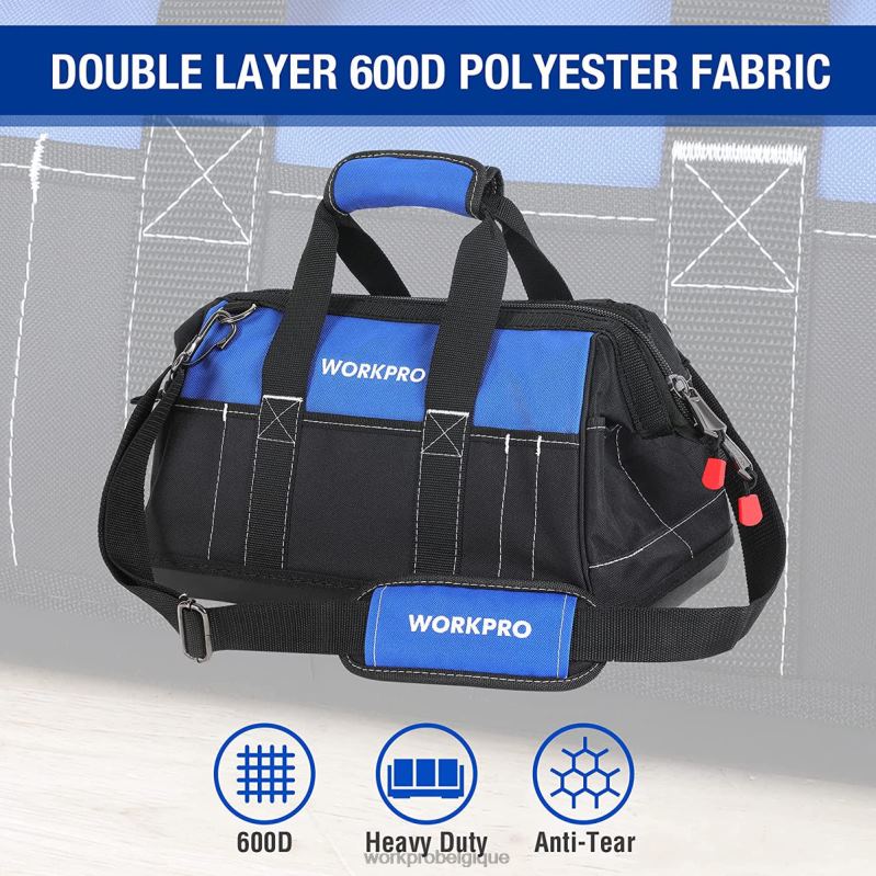 WORKPROSac à outils à ouverture large de 16 pouces avec base moulée étanche N4DL34 stockage