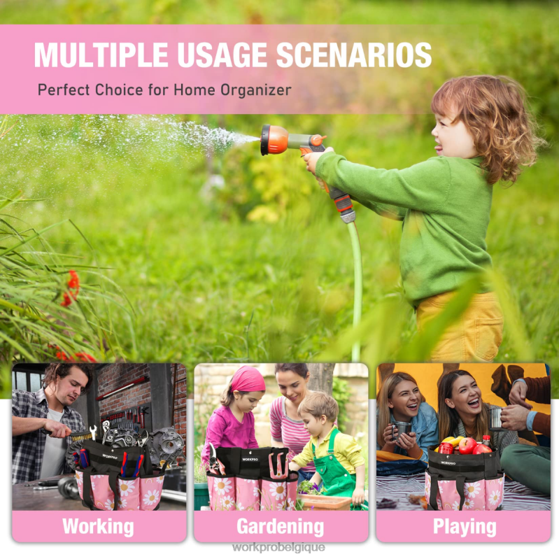 WORKPROsac à outils de jardin avec 9 poches N4DL286 stockage