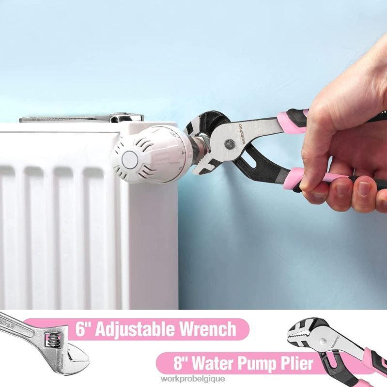 WORKPROEnsemble d'outils de 52 pièces, ensemble d'outils pour femmes à domicile avec boîte à outils de rangement, ensemble d'outils de base-ruban N4DL249 outil