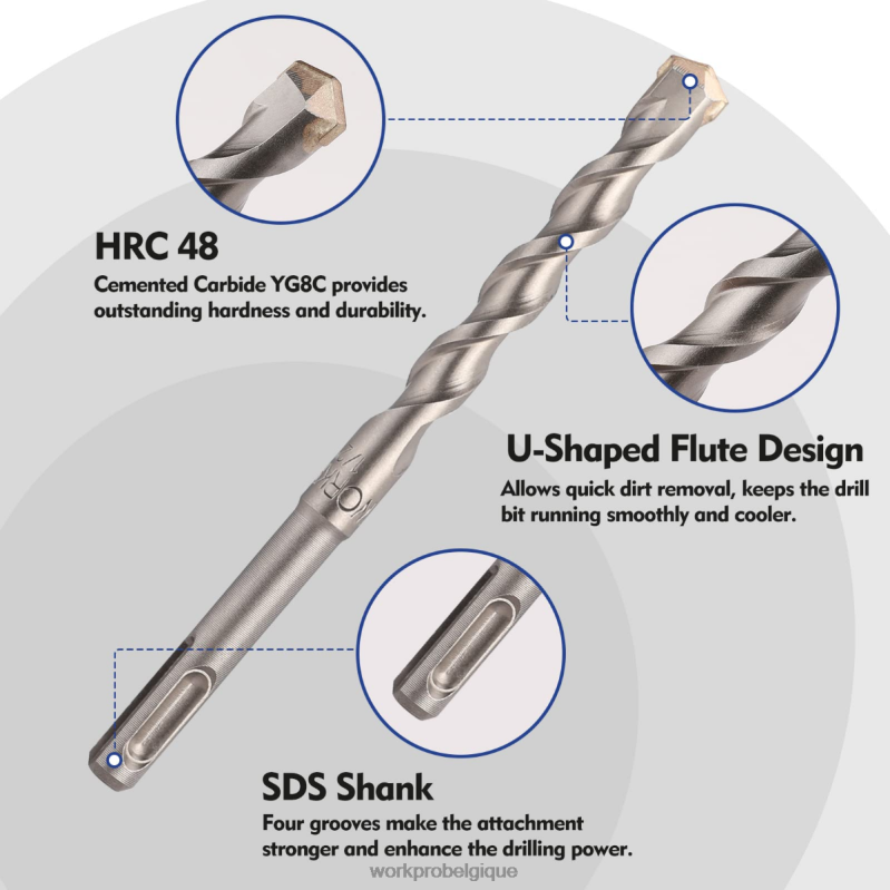 WORKPROJeu de 17 forets à marteau rotatif et burins SDS-Plus N4DL199 outil
