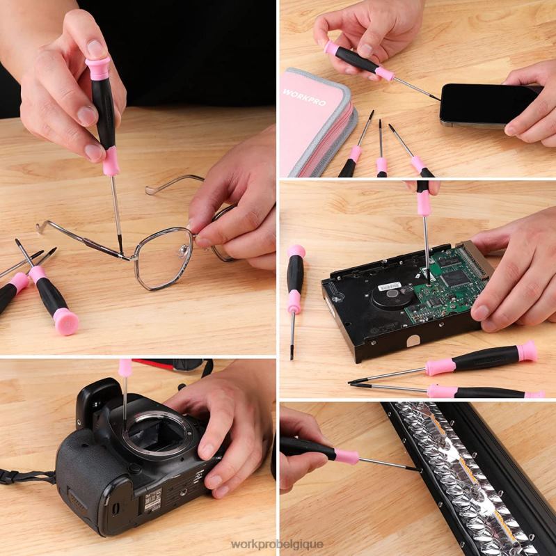WORKPROJeu de tournevis de précision 10 pièces avec pochette, phillips, fente, étoile torx, kit de réparation de petit tournevis à pointe magnétique N4DL255 outil