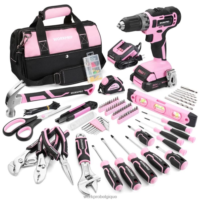 WORKPROKit combiné de perceuse sans fil de 157 pièces avec batterie lithium-ion sans fil de 20 V N4DL259 outil