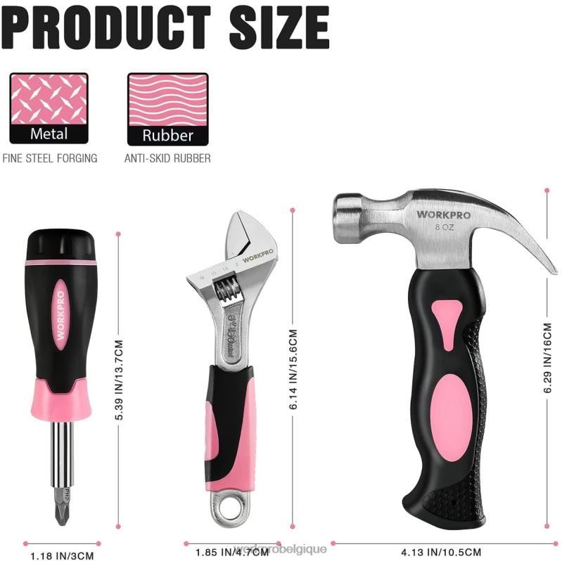 WORKPROKit d'outils ménagers pour femmes, 10 pièces, avec jeu de supports d'embouts de tournevis N4DL243 outil