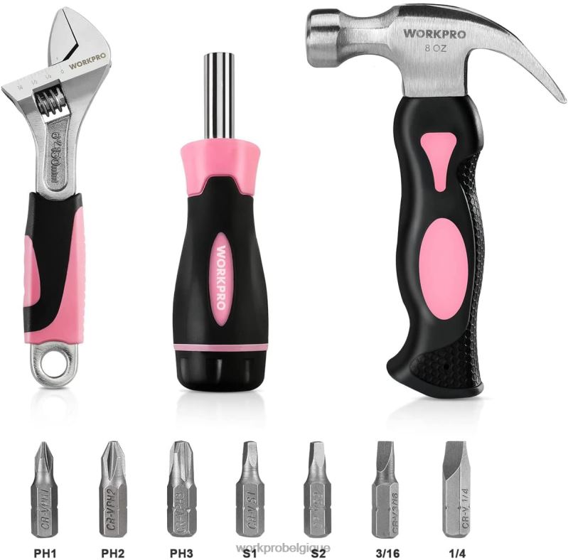 WORKPROKit d'outils ménagers pour femmes, 10 pièces, avec jeu de supports d'embouts de tournevis N4DL243 outil