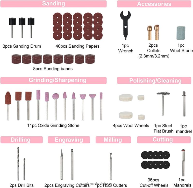 WORKPROKit d'outils rotatifs sans fil 12 V, 5 vitesses variables, 114 accessoires faciles à changer. N4DL267 outil