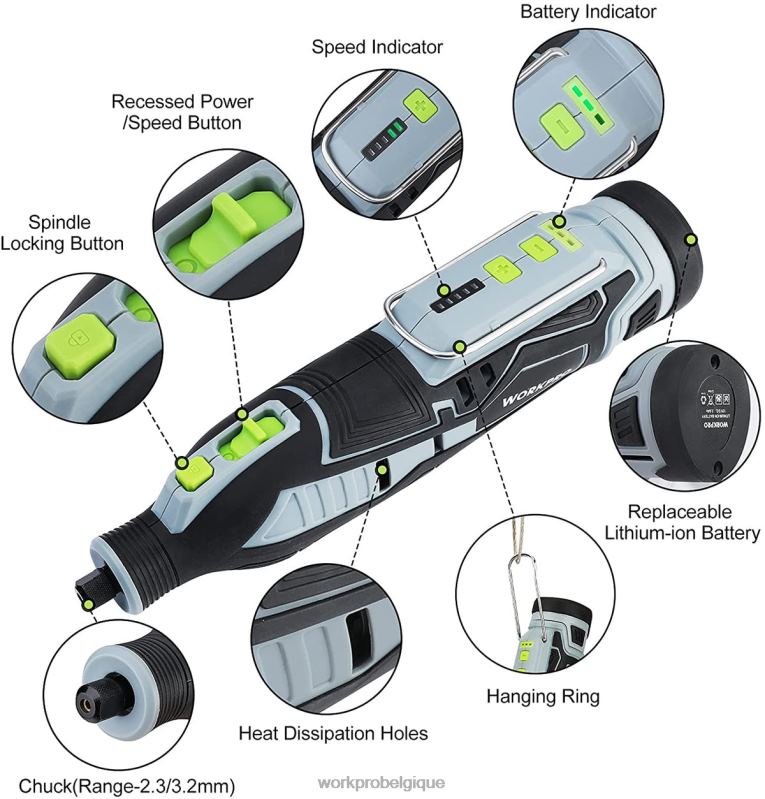 WORKPROKit d'outils rotatifs sans fil 12 V pour le bricolage et le bricolage N4DL226 outil